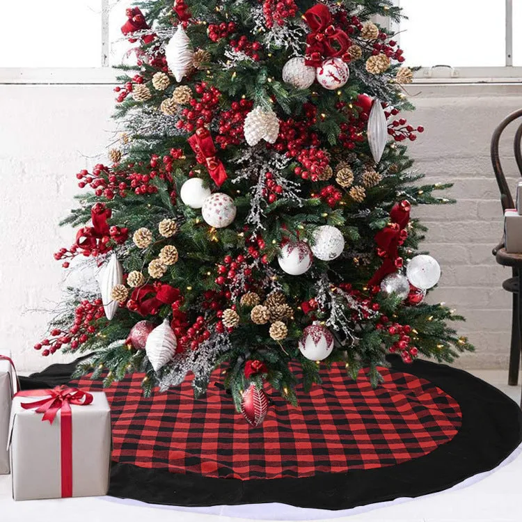 80/90/120cm Green Snowflake Tassel Elk Knitted Christmas-Tree Skirt Decorations