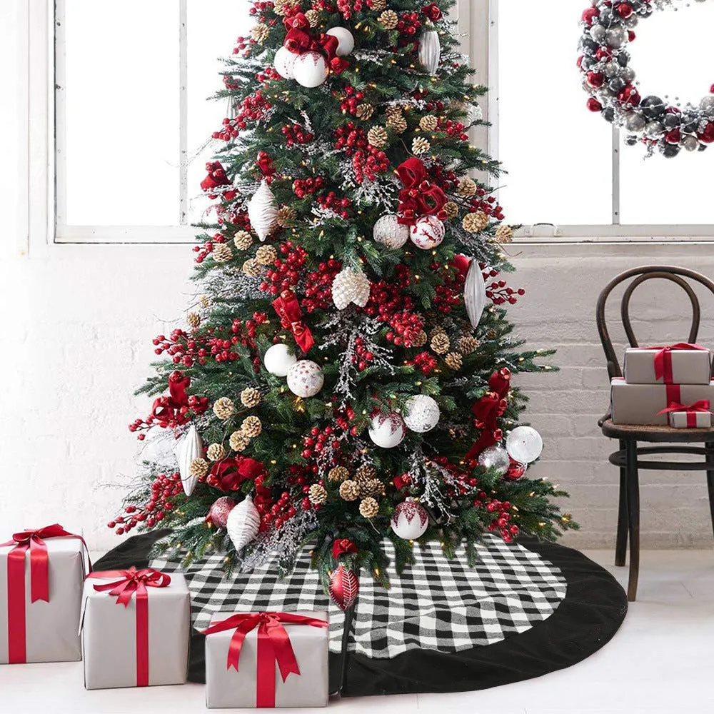 80/90/120cm Green Snowflake Tassel Elk Knitted Christmas-Tree Skirt Decorations