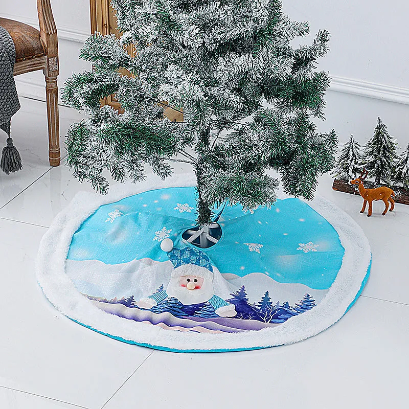 80/90/120cm Green Snowflake Tassel Elk Knitted Christmas-Tree Skirt Decorations