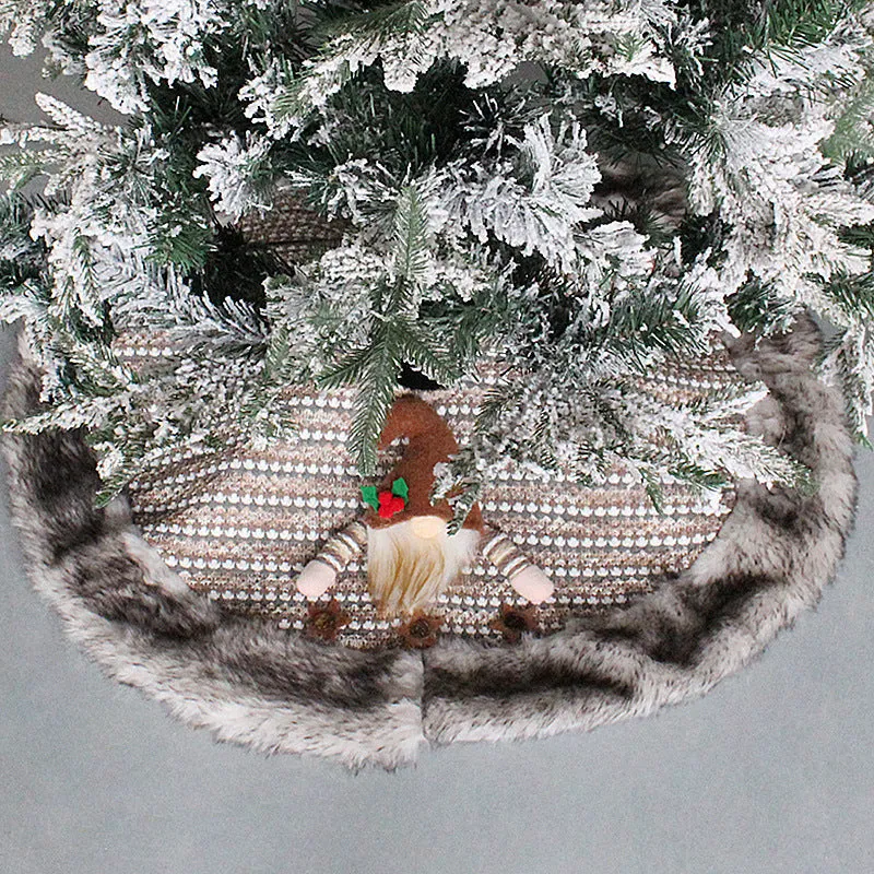 80/90/120cm Green Snowflake Tassel Elk Knitted Christmas-Tree Skirt Decorations