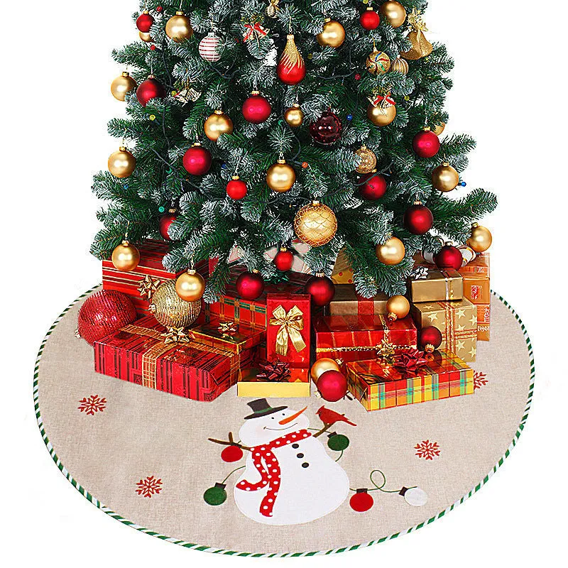 80/90/120cm Green Snowflake Tassel Elk Knitted Christmas-Tree Skirt Decorations
