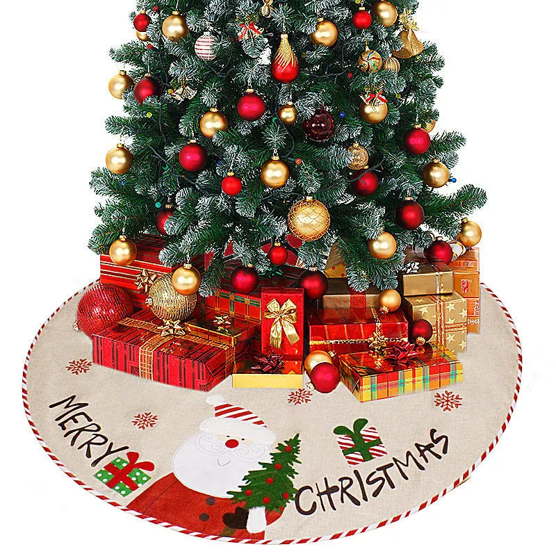 80/90/120cm Green Snowflake Tassel Elk Knitted Christmas-Tree Skirt Decorations