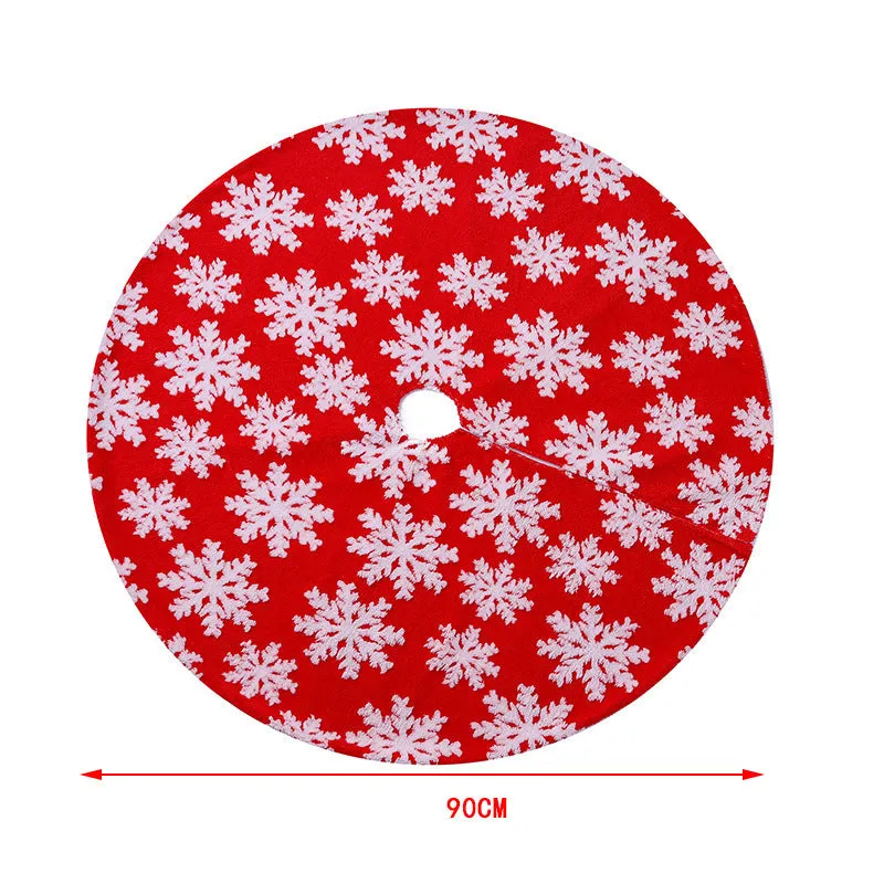 80/90/120cm Green Snowflake Tassel Elk Knitted Christmas-Tree Skirt Decorations