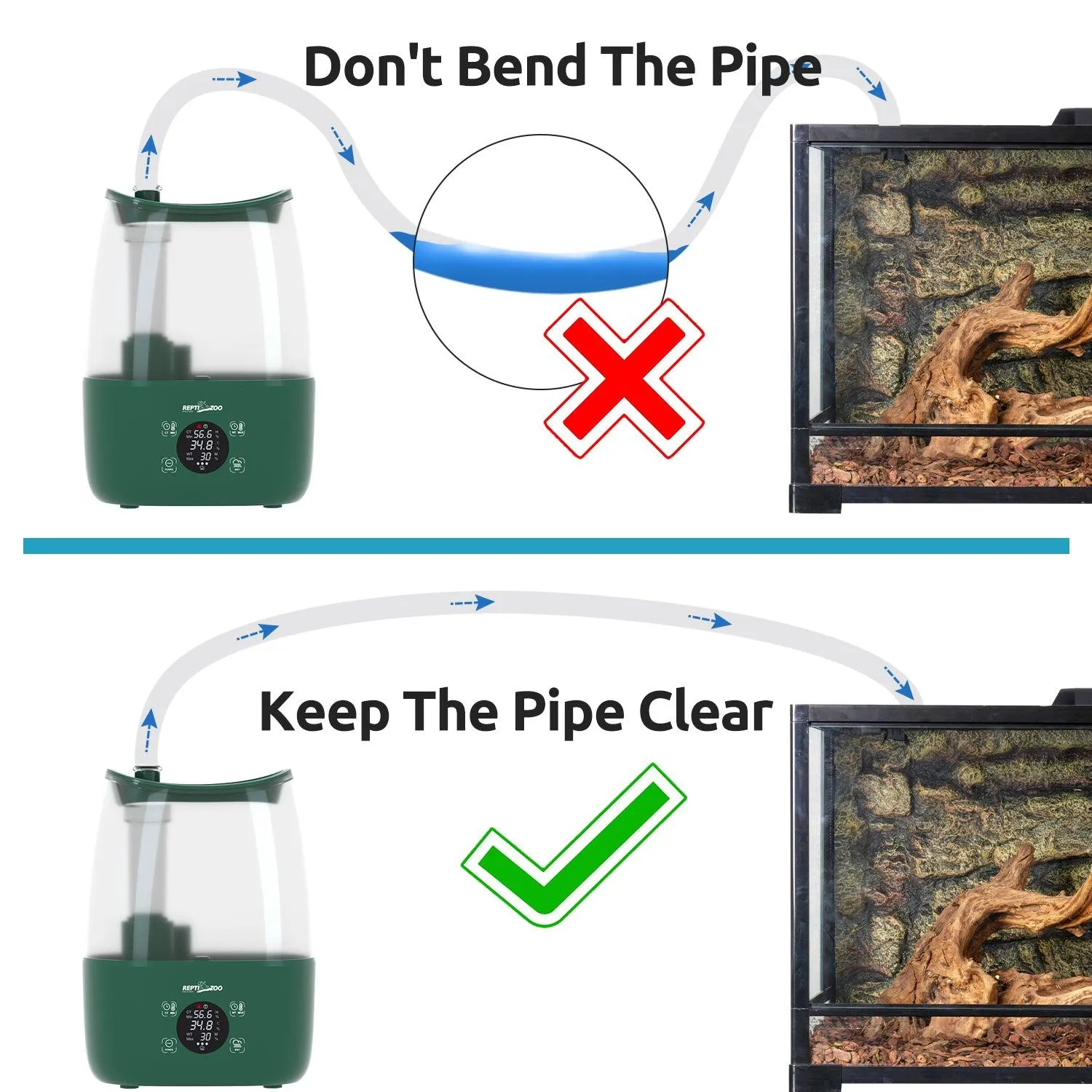 Accessories of Top Fill Reptile Humidifier, Reptile Fogger with Extension Tube, Suitable for Reptiles Amphibians and Terrarium