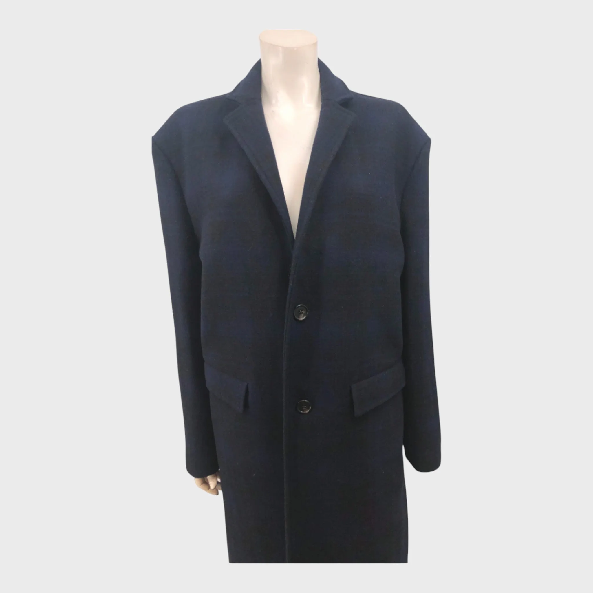 Austin Reed Black/Navy Check Coat - Medium