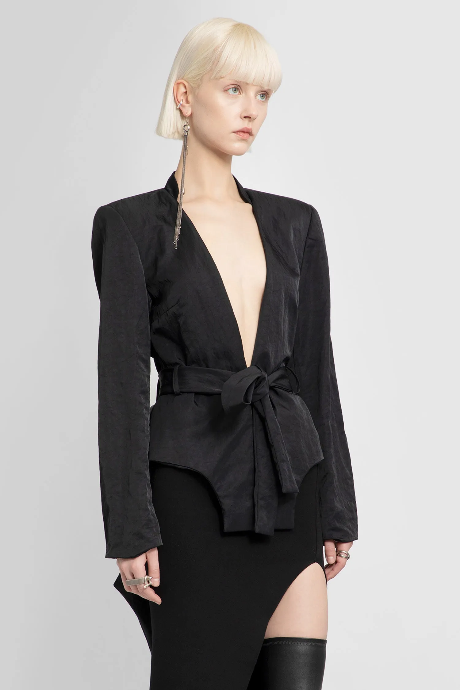 Belted Blazer in Recycled Technical Fabric