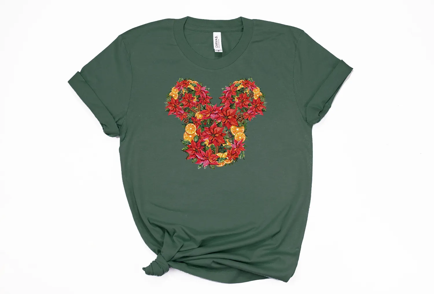 Christmas Floral Mickey Tee