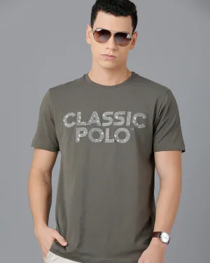 Classic Polo Mens Cotton Half Sleeve Printed Slim Fit Green Color Round Neck T-Shirt | Baleno - 445 A