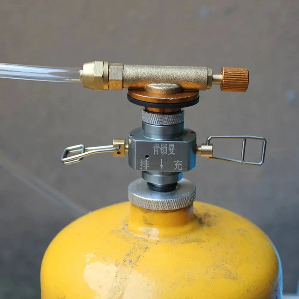Gas Refill Adapter with Refilling Valve Exhaust Valve Canister Shifter Gas Canister Convertor Gas Saver Plus