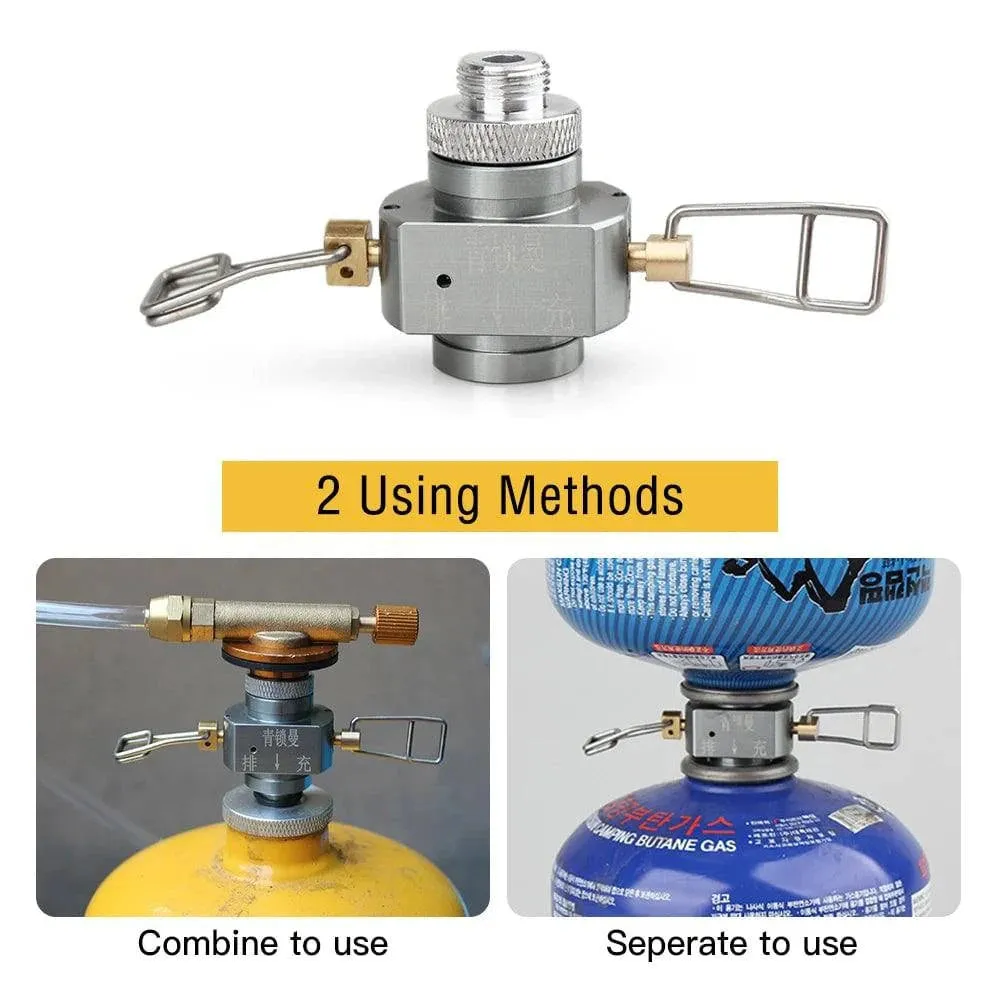 Gas Refill Adapter with Refilling Valve Exhaust Valve Canister Shifter Gas Canister Convertor Gas Saver Plus