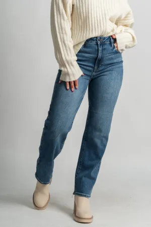 Hidden Tracey high rise straight leg jeans medium dark