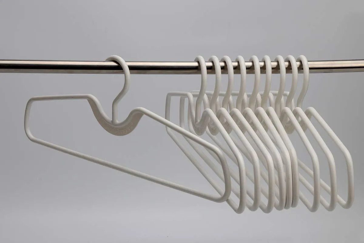Higher Hangers Space Saving Clothes Hangers Heavy Duty Closet Organizers | Helps Reduce Wrinkles and Clutter | Great for Dorms and Increasing Closet Space | 40 Pack (White Plastic)