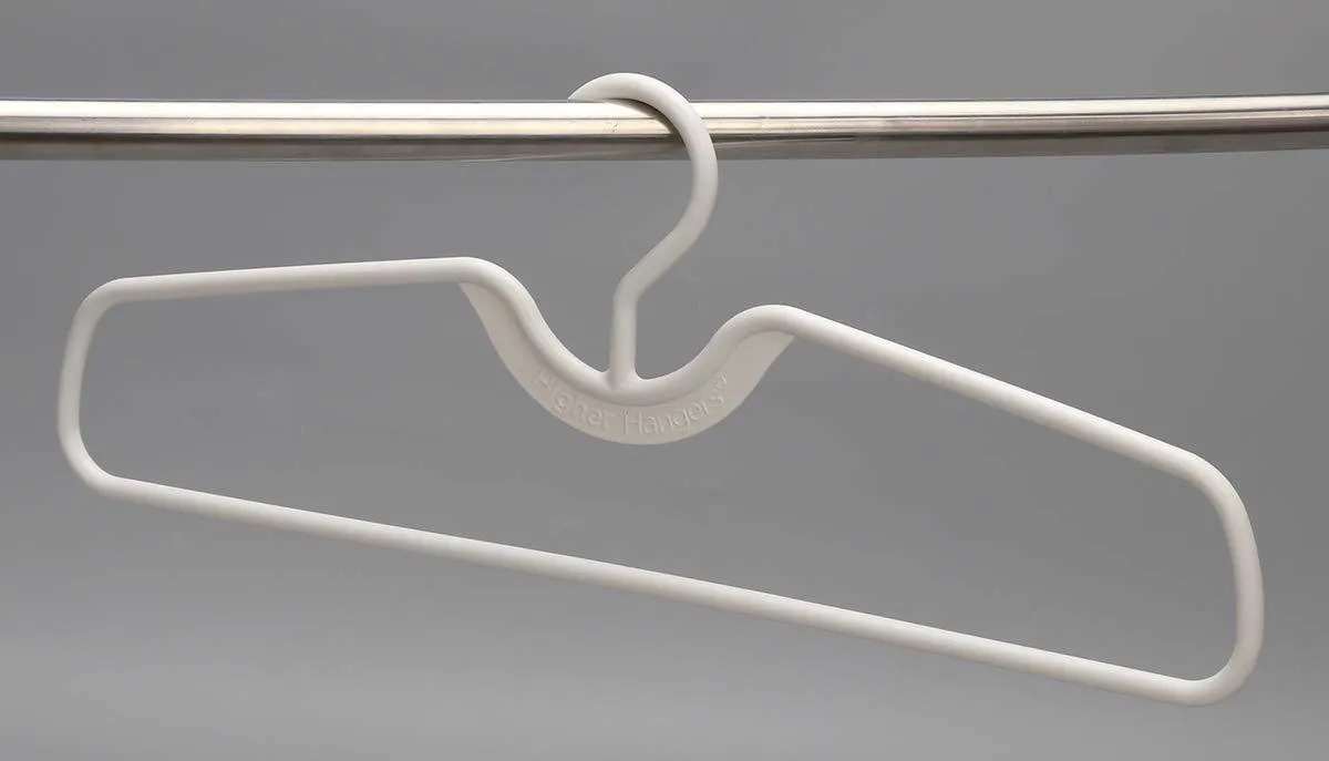 Higher Hangers Space Saving Clothes Hangers Heavy Duty Closet Organizers | Helps Reduce Wrinkles and Clutter | Great for Dorms and Increasing Closet Space | 40 Pack (White Plastic)