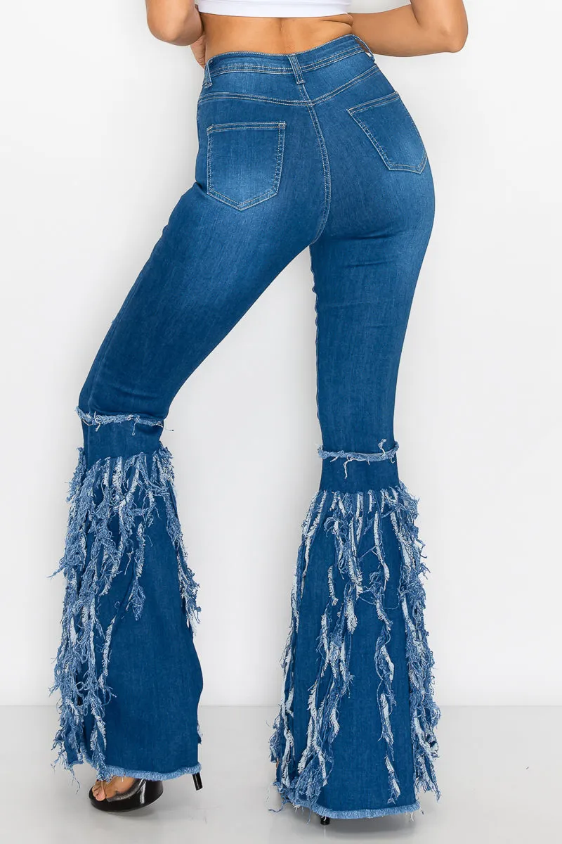 JAZZ-041 BELL BOTTOM FLARE LEG RIPPED DISTRESSED & DESTROYED JEANS