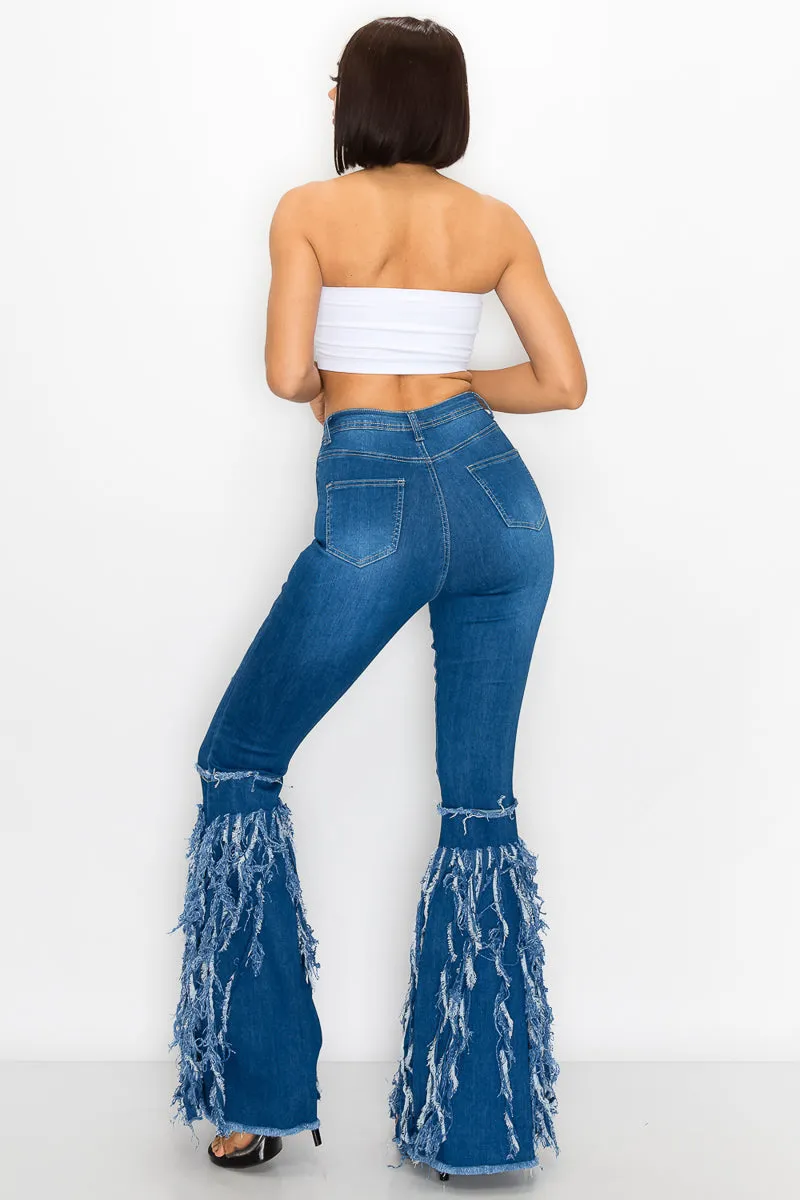 JAZZ-041 BELL BOTTOM FLARE LEG RIPPED DISTRESSED & DESTROYED JEANS