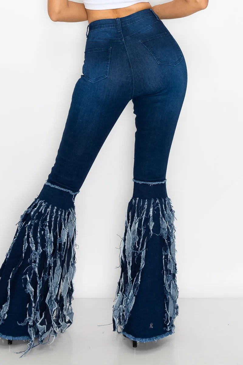 JAZZ-042 BELL BOTTOM FLARE LEG RIPPED DISTRESSED & DESTROYED JEANS