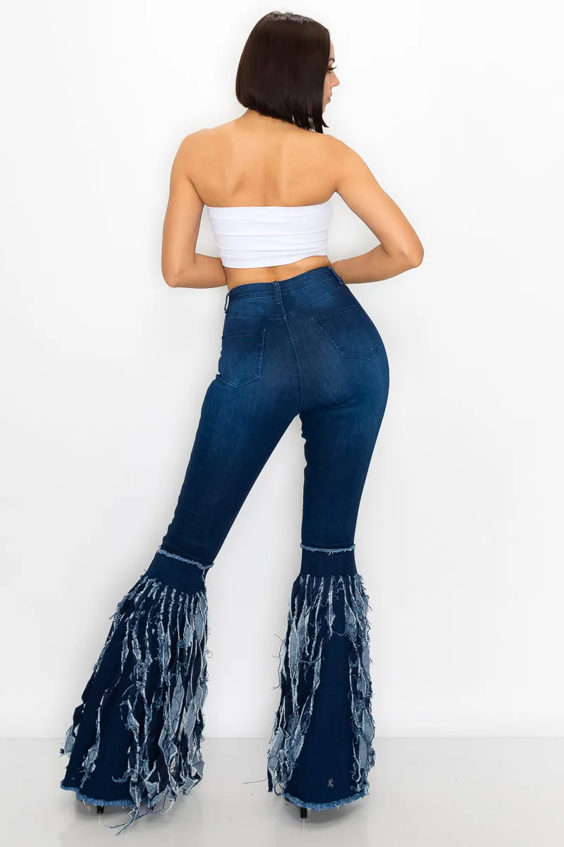 JAZZ-042 BELL BOTTOM FLARE LEG RIPPED DISTRESSED & DESTROYED JEANS