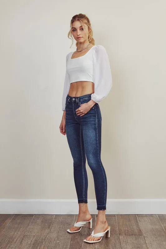 Kan Can High Rise Ankle Skinny Jeans