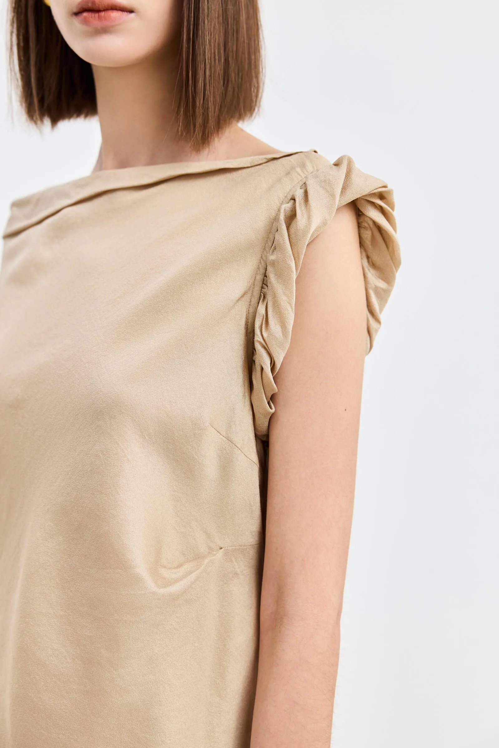 LILY Asymmetrical Design Acetic Acid Silk Dress