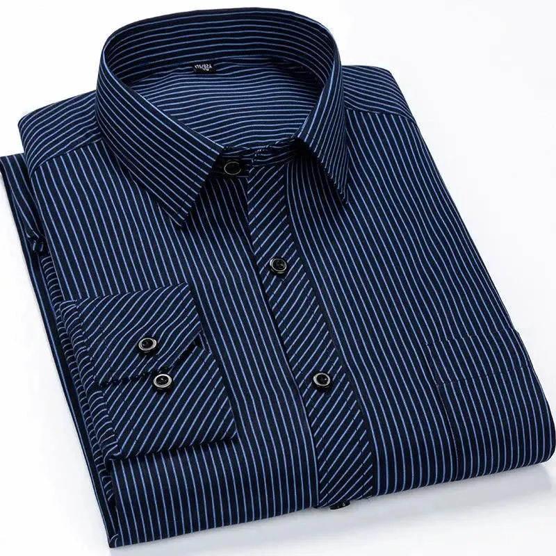 Mens Casual Business Long Sleeved Shirt Classic