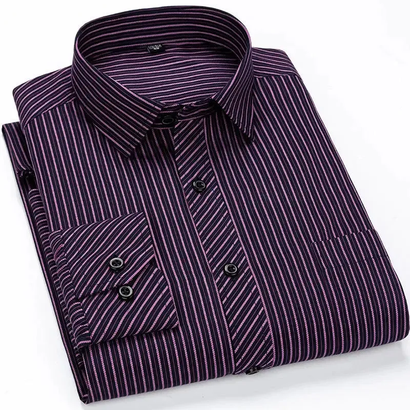 Mens Casual Business Long Sleeved Shirt Classic