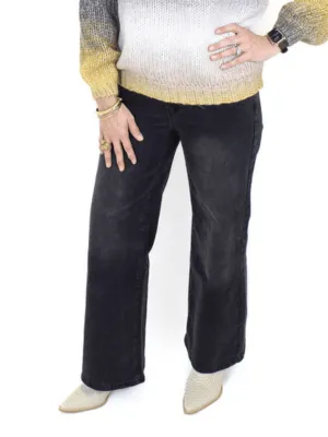 Molly Bracken High Waist Wide Leg Jeans - Charcoal