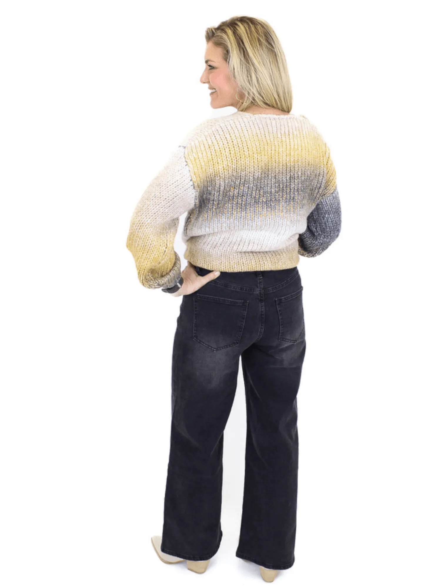 Molly Bracken High Waist Wide Leg Jeans - Charcoal