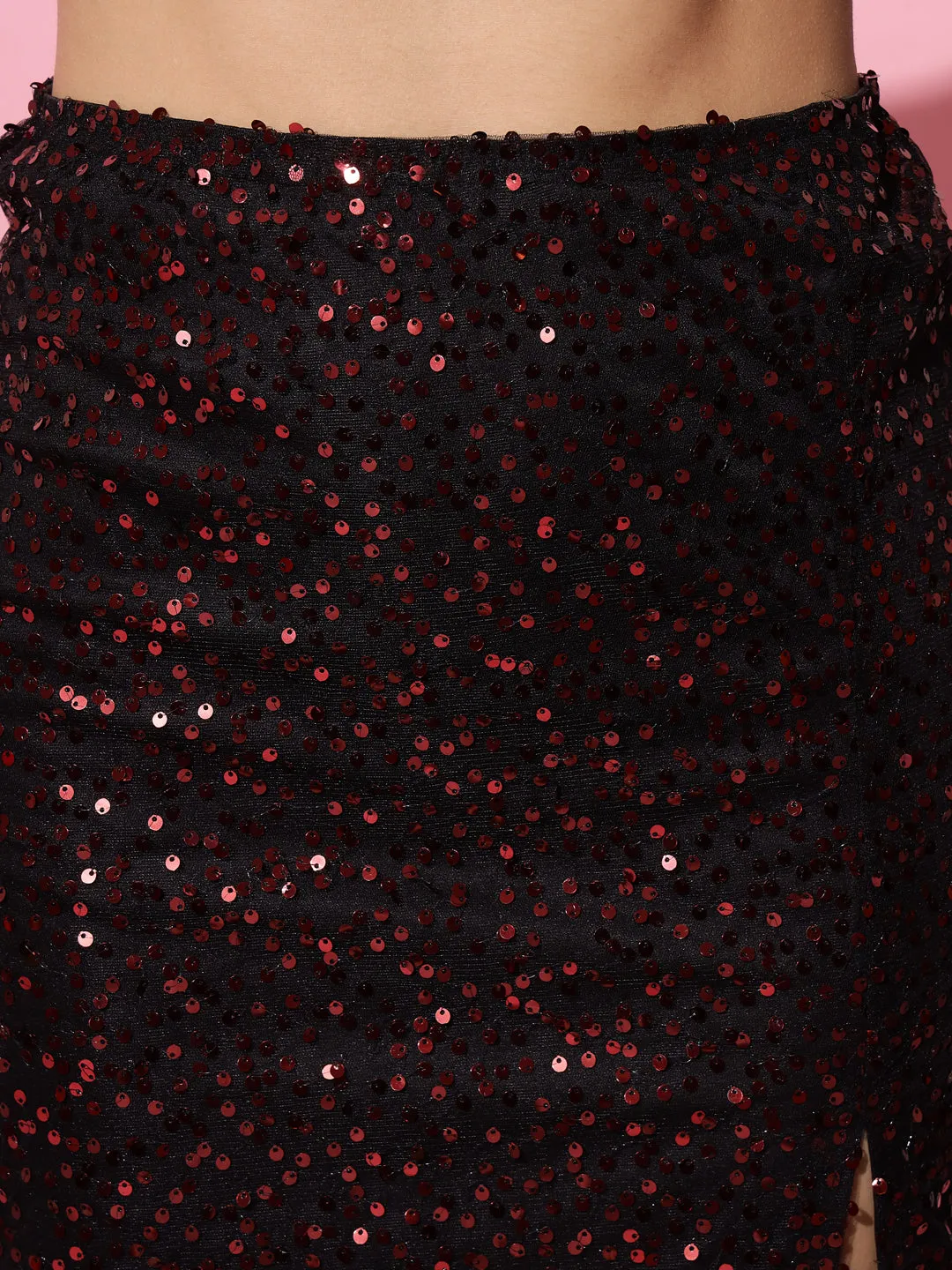 Red Sequin Party Skirt