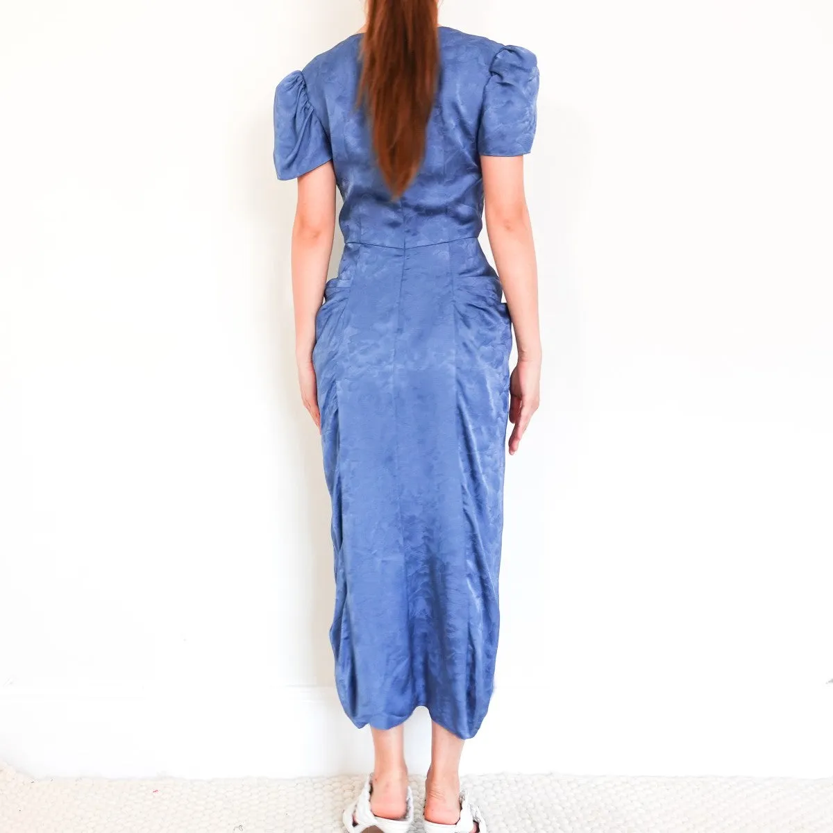 Satin blue midi dress RRP £1k