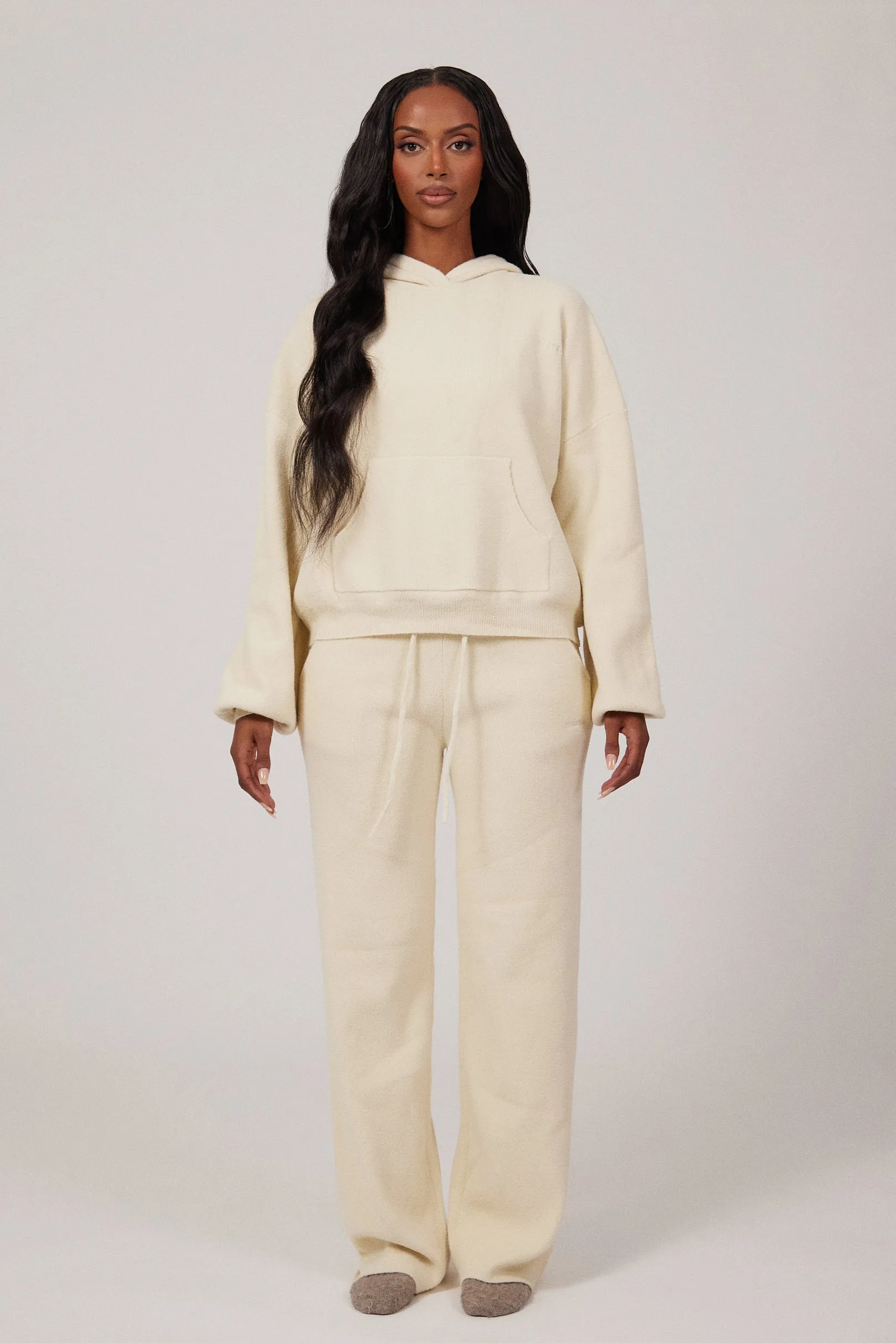 The Mars Soft Knit Straight Leg Joggers - Cream