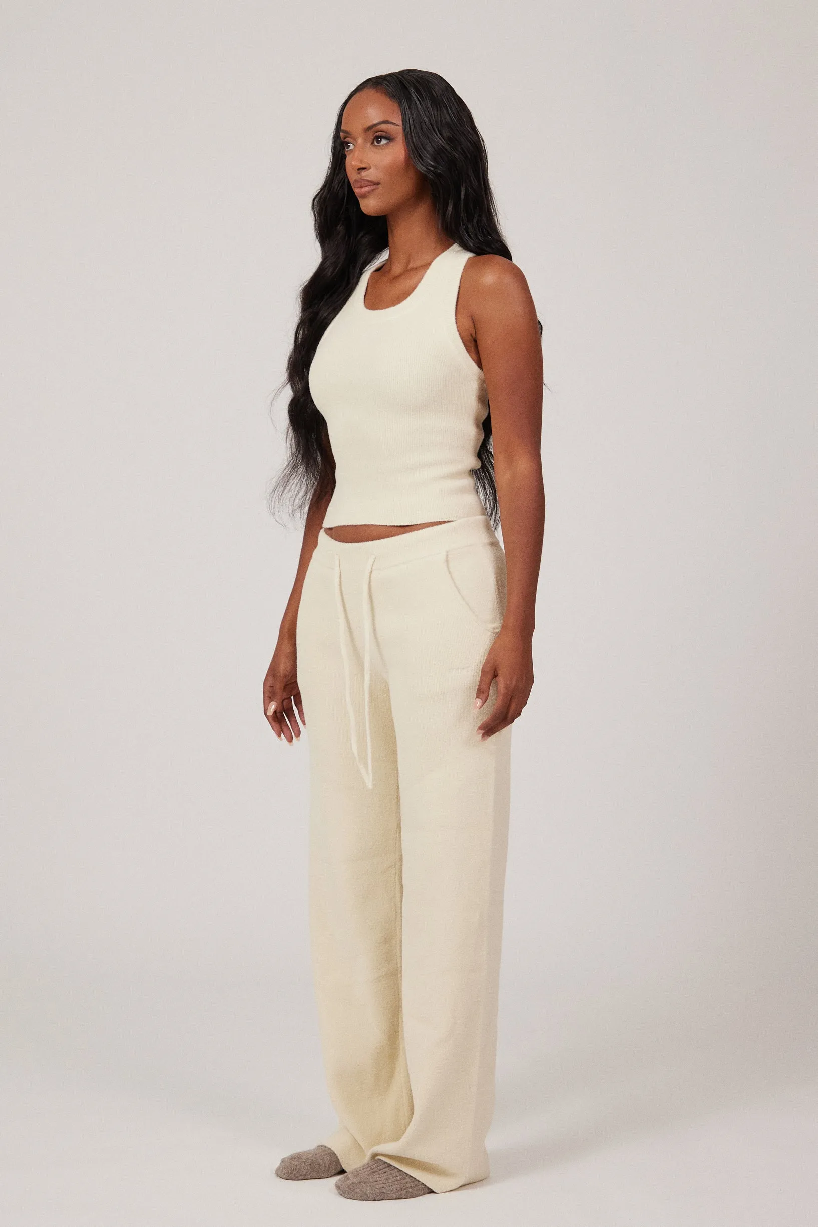 The Mars Soft Knit Straight Leg Joggers - Cream