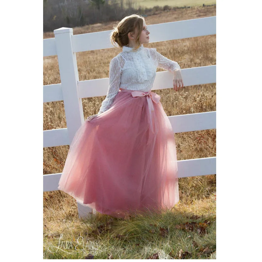 Tulle High Waist Pure Color Loose Swing Long Prom Party Skirt