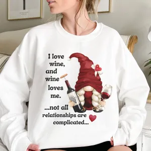 Valentine's Gnome shirt Valentine's Day Gnomes white, red or pink Crewneck Sweatshirt Unisex cozy Valentine's Cute Gnome Wine Sweatshirt