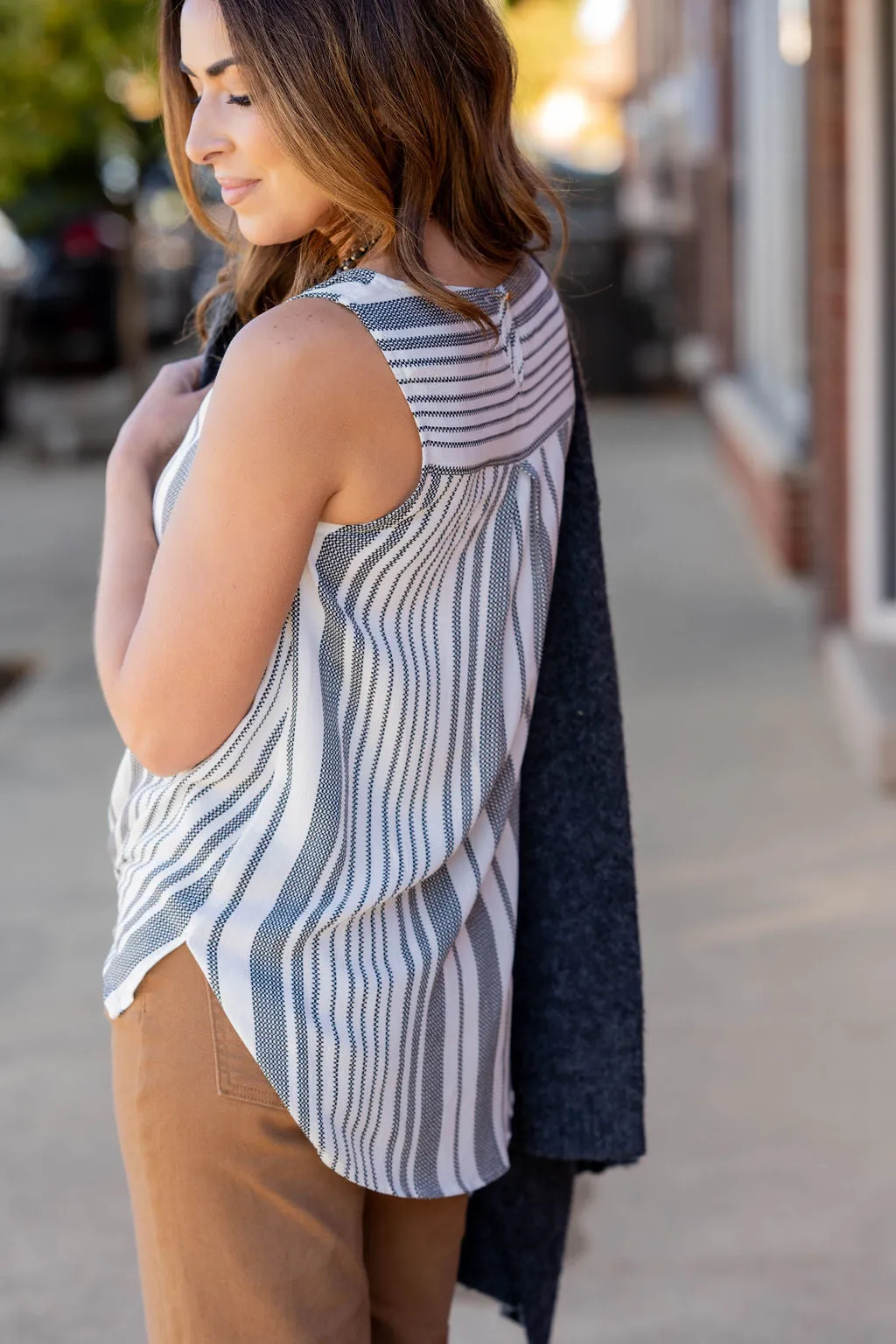 Vertical Checked Stripes Tank