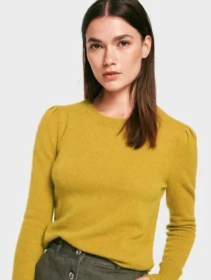 White   Warren- Puff Shoulder Crewneck Golden Olive Heather