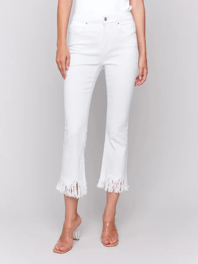 Wide Leg  Fringe Hem Jean-CHB