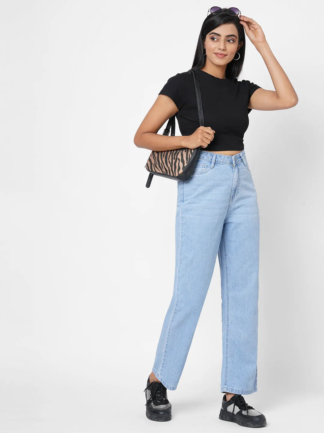 Women High-Rise Loose Straight Jeans
