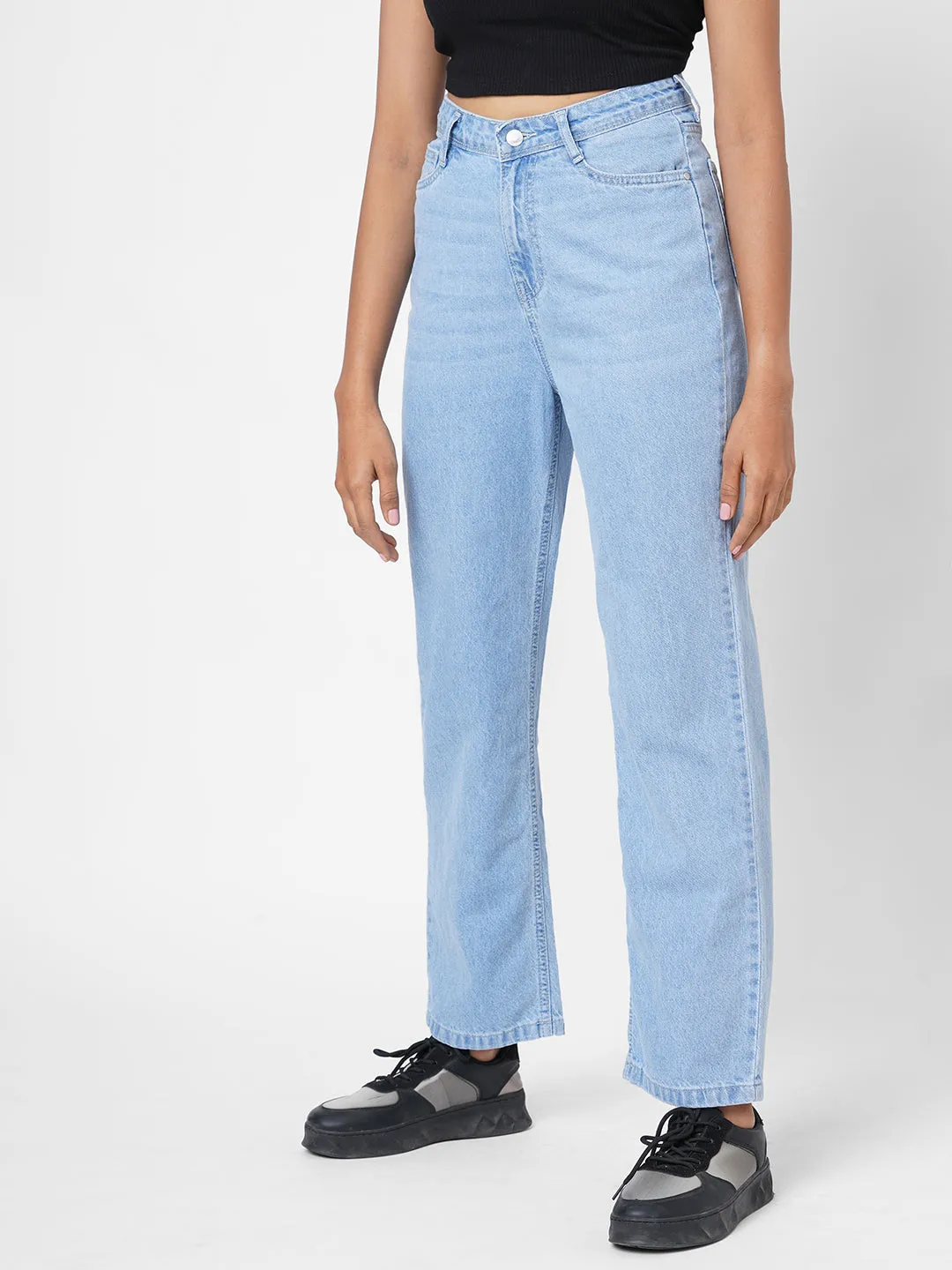 Women High-Rise Loose Straight Jeans