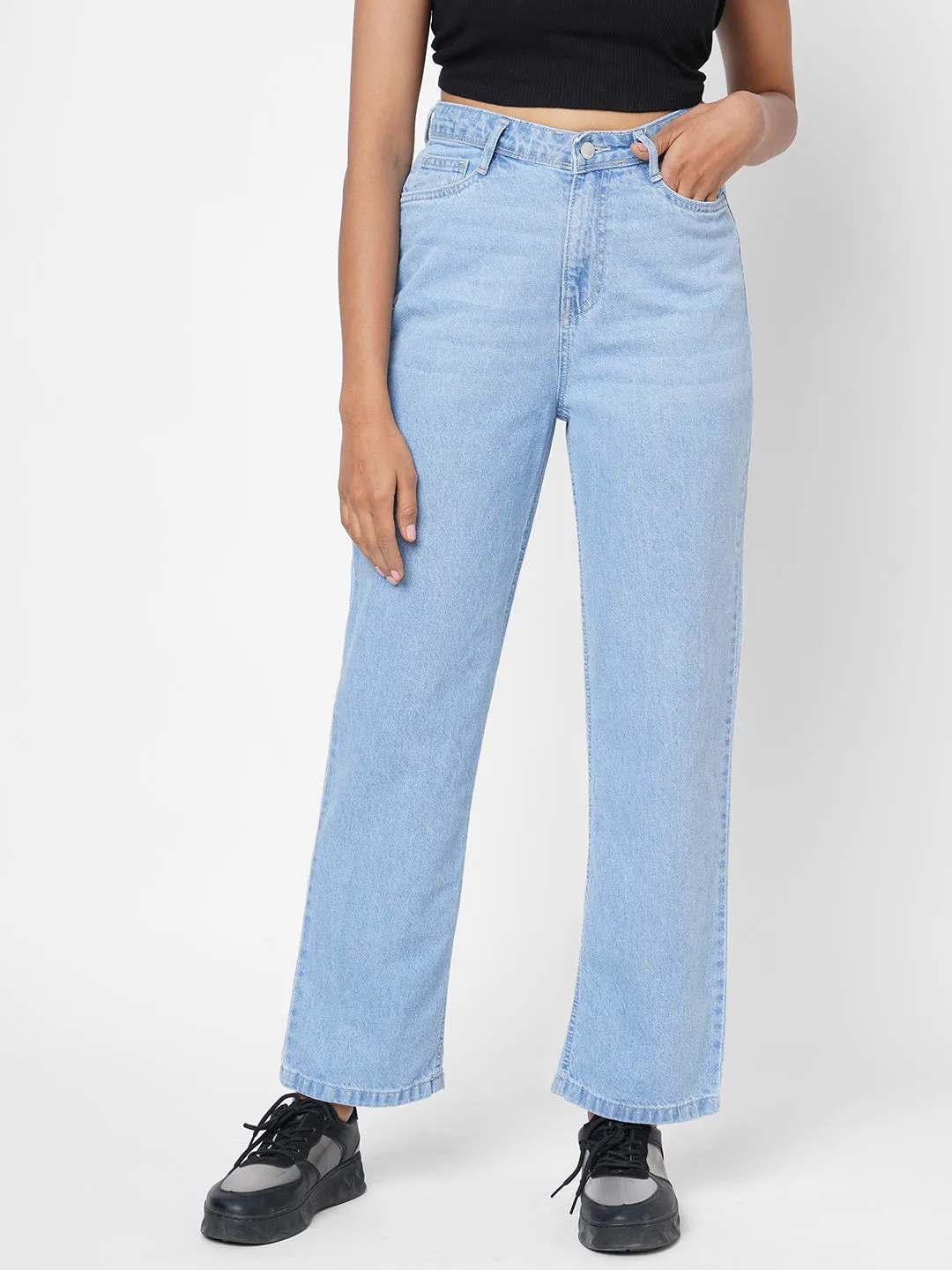 Women High-Rise Loose Straight Jeans